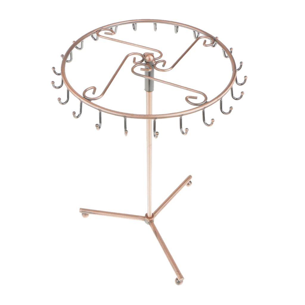 360 Degree Rotating 23 Hooks Triangle Base Jewelry Display Stand Rack Holder Organiser