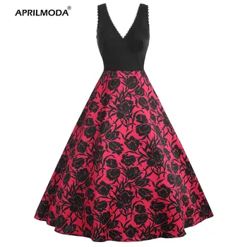 Women Gothic Retro Vintage 50s 60s Dress Patchwork V Neck Flower Hepburn Rockabilly Dress Elegant Plus Size Party Short Dresses
Women Gothic Retro Vintage 50s 60s Dress Patchwork V Neck Flower Hepburn Rockabilly Dress Elegant Plus Size Party Short Dresses