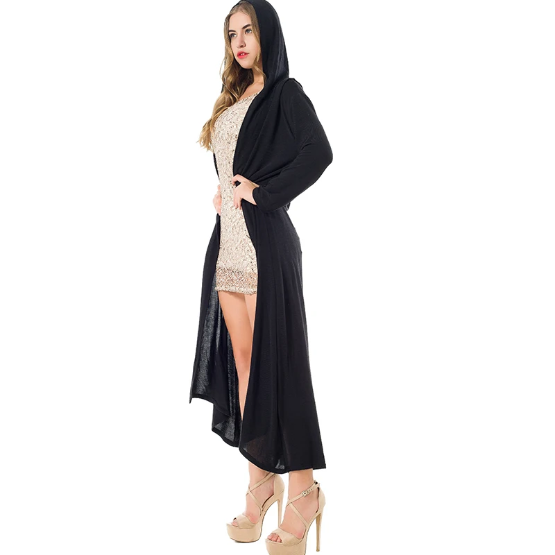 drop shipping large size 2017 fashion new thin long cardigans women's hooded maxi open stitch sweaters coats Asymmetric outwear 16