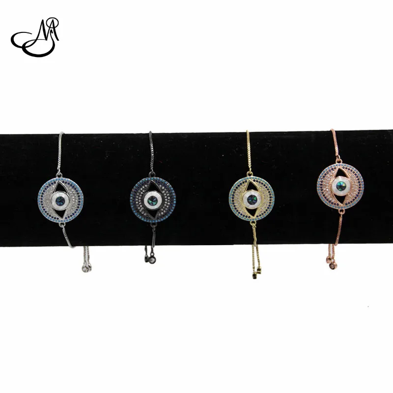 Newest 10pcs Micro Pave Eye Abalone Shell box chain Connector Bracelet Zircon Charm For Women Adjustable Jewelry | Украшения и