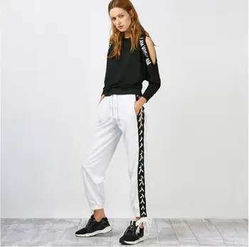 Women Fashion Brand Side Bandage Pants Black White Hollow Out High Waist Lace Up Pants Femme Trousers Street Style Sweatpants
Women Fashion Brand Side Bandage Pants Black White Hollow Out High Waist Lace Up Pants Femme Trousers Street Style Sweatpants