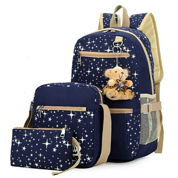 Fashion women bag 3 pcs/set Backpack New Female tide Canvas Backpack with large capacity school Bags students mochila 
Fashion women bag 3 pcs/set Backpack New Female tide Canvas Backpack with large capacity school Bags students mochila