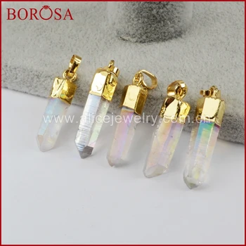 BOROSA New Stylish Gold Color Mini Size Aura Angel Quartz Titanium AB Crystal Point Faceted Pendant Bead for DIY Necklace G1395
BOROSA New Stylish Gold Color Mini Size Aura Angel Quartz Titanium AB Crystal Point Faceted Pendant Bead for DIY Necklace G1395
