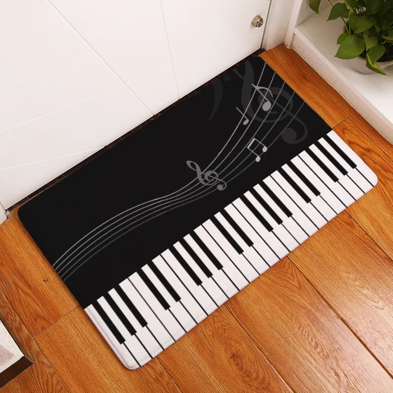 

Enipate Piano Mat Music Notes Pattern Welcome Home Door Floor Mats Waterproof Colored Guitar Beating Rugs Kitchen Home Decor