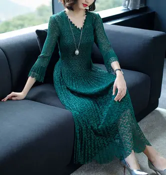 Spring 2018 new big yards long lace dress european fashion women's clothing v neck sexy party outfit vestidos elastic free size
Spring 2018 new big yards long lace dress european fashion women's clothing v neck sexy party outfit vestidos elastic free size