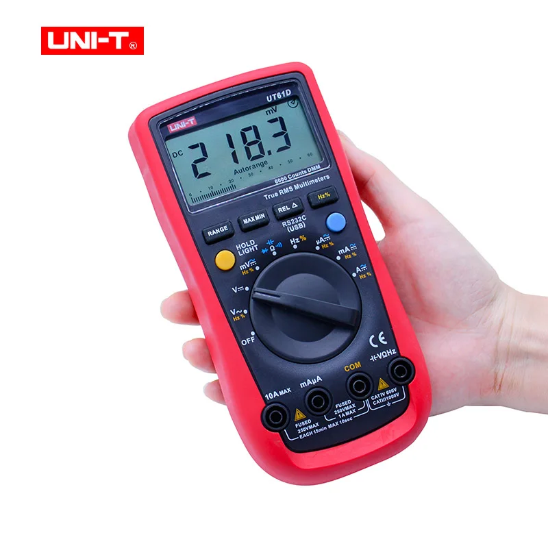 

Digital Multimeter UNI-T UT61D True RMS Auto Range 6000 Counts Modern Digital Multimeters ACDC Meter CD Backlight