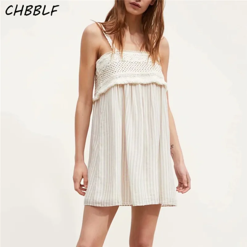 CHBBLF women stylish striped lace patchwork mini dress backless sleeveless tassel decorate female holiday dresses XDN8884
CHBBLF women stylish striped lace patchwork mini dress backless sleeveless tassel decorate female holiday dresses XDN8884