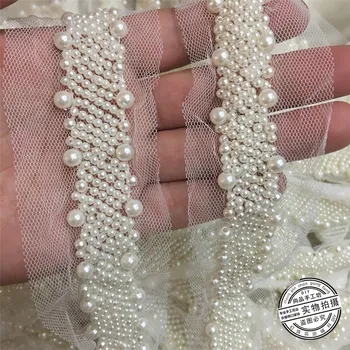 170cm Handmade Beads Lace Mesh Ribbon White Pearl Lace Trims Appliques Sewing Accessories Crafts For Clothes Wedding Dress
170cm Handmade Beads Lace Mesh Ribbon White Pearl Lace Trims Appliques Sewing Accessories Crafts For Clothes Wedding Dress