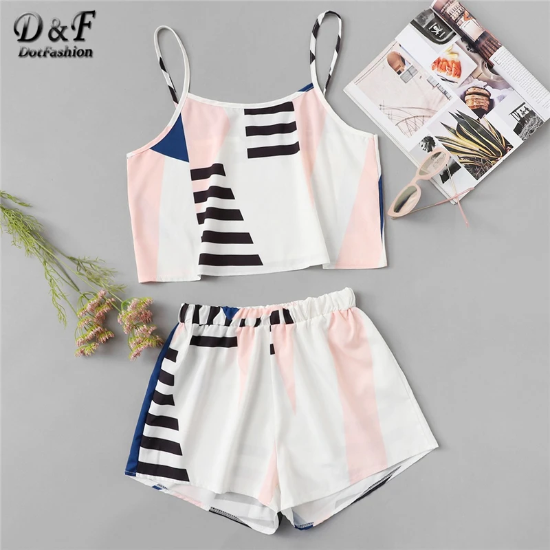 Dotfashion Geo Print Cami With Shorts 2 Piece Women Set 2019 Multicolor Spaghetti Strap Summer Clothes for Women Two Piece Set
Dotfashion Geo Print Cami With Shorts 2 Piece Women Set 2019 Multicolor Spaghetti Strap Summer Clothes for Women Two Piece Set