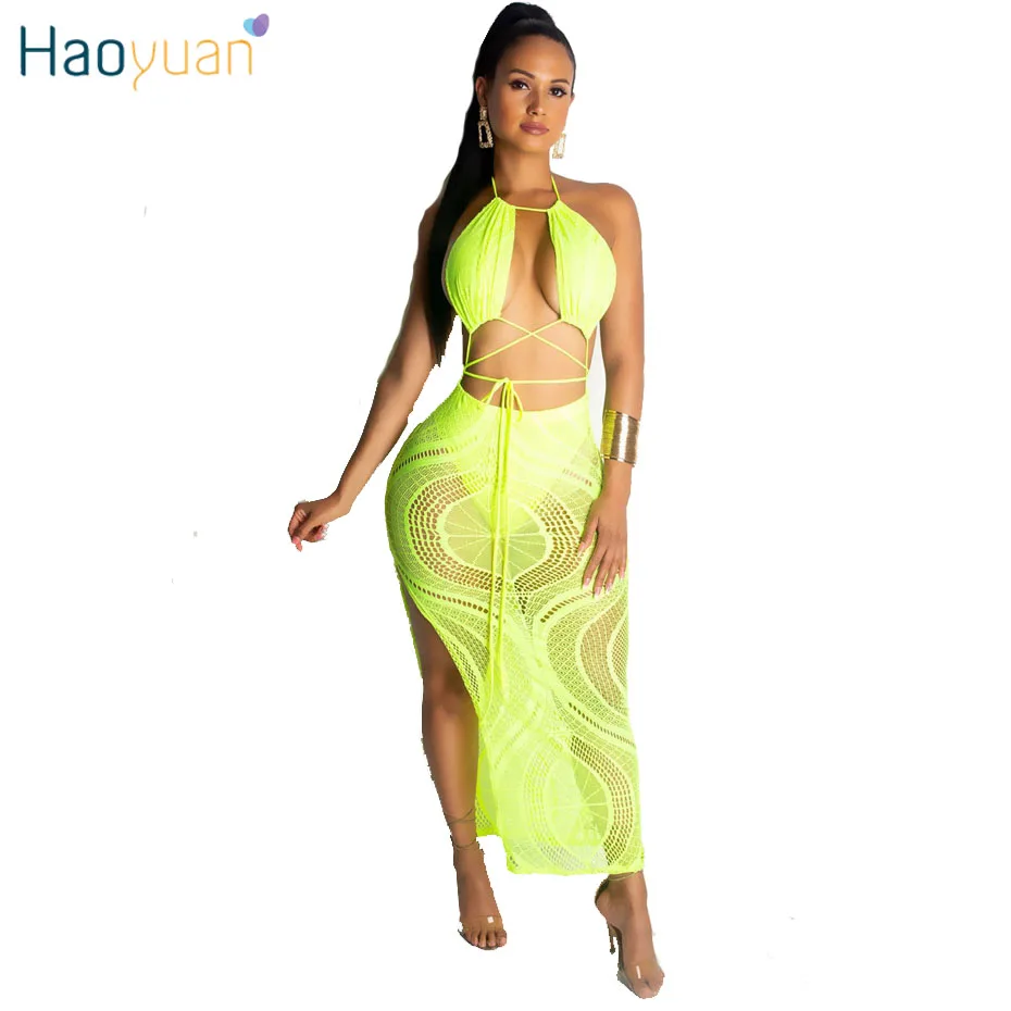 HAOYUAN Yellow Sexy Maxi Dress Women Summer Off Shoulder Backless Bodycon Bandage Dresses Party Club Package Hip Long Sundress
HAOYUAN Yellow Sexy Maxi Dress Women Summer Off Shoulder Backless Bodycon Bandage Dresses Party Club Package Hip Long Sundress