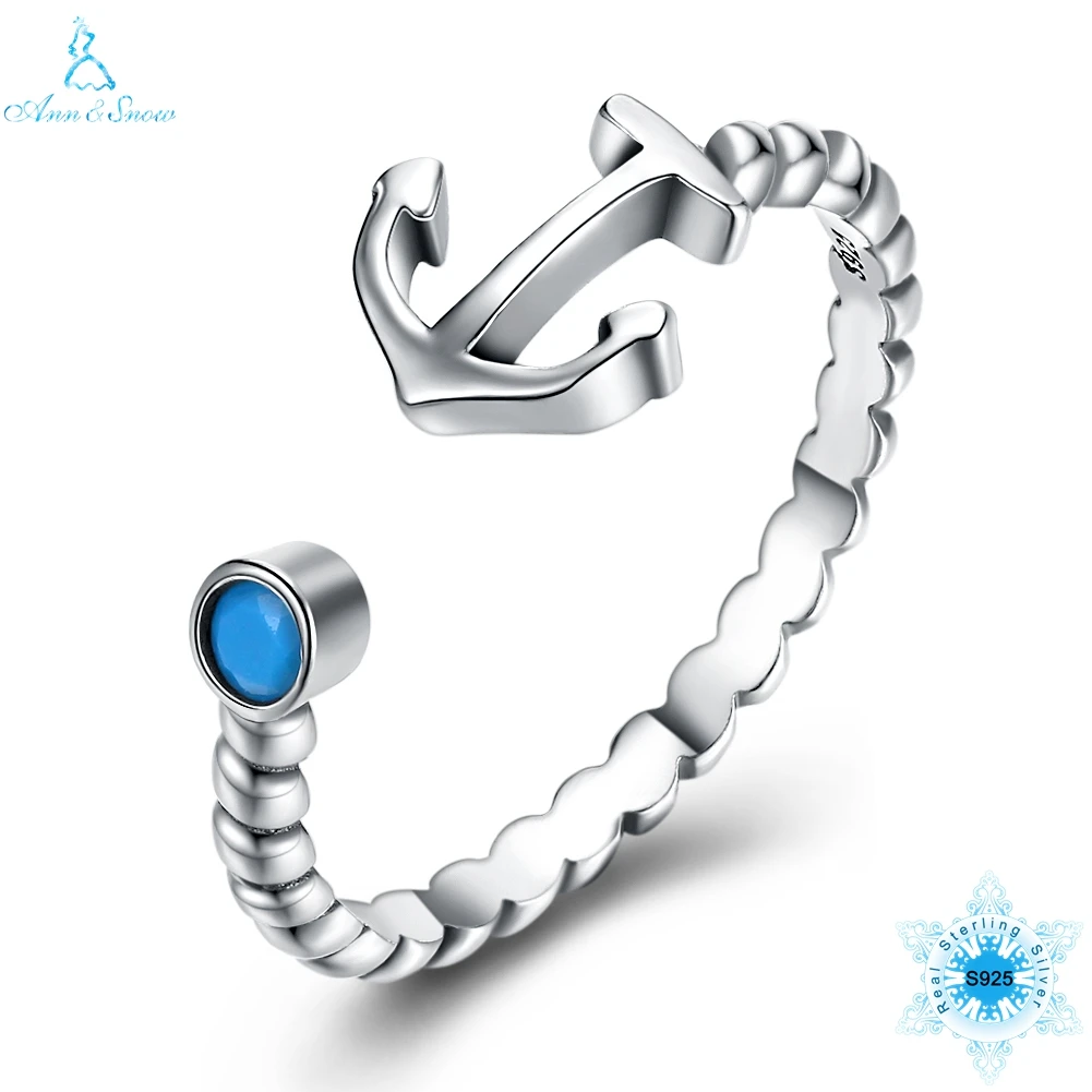 Ann & Snow Authentic 925 Sterling Silver Light Blue Stone Anchor Women Open Finger Ring Sterling Silver Fine Jewelry Gift
Ann & Snow Authentic 925 Sterling Silver Light Blue Stone Anchor Women Open Finger Ring Sterling Silver Fine Jewelry Gift