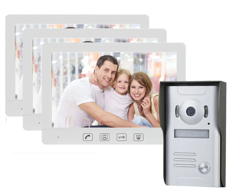New Home Security 10.1" Wired Video Door Phone Intercom System Kits 3White Monitor+1Night Vision Outdoor Camera Support CCTV Cam |