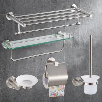 304 Stainlesss Steel Bathrroom Hardware Accesssories Set Brushed Towel Rack Toilet Paper Holder Soap Dish Gancho de ropa
304 Stainlesss Steel Bathrroom Hardware Accesssories Set Brushed Towel Rack Toilet Paper Holder Soap Dish Gancho de ropa