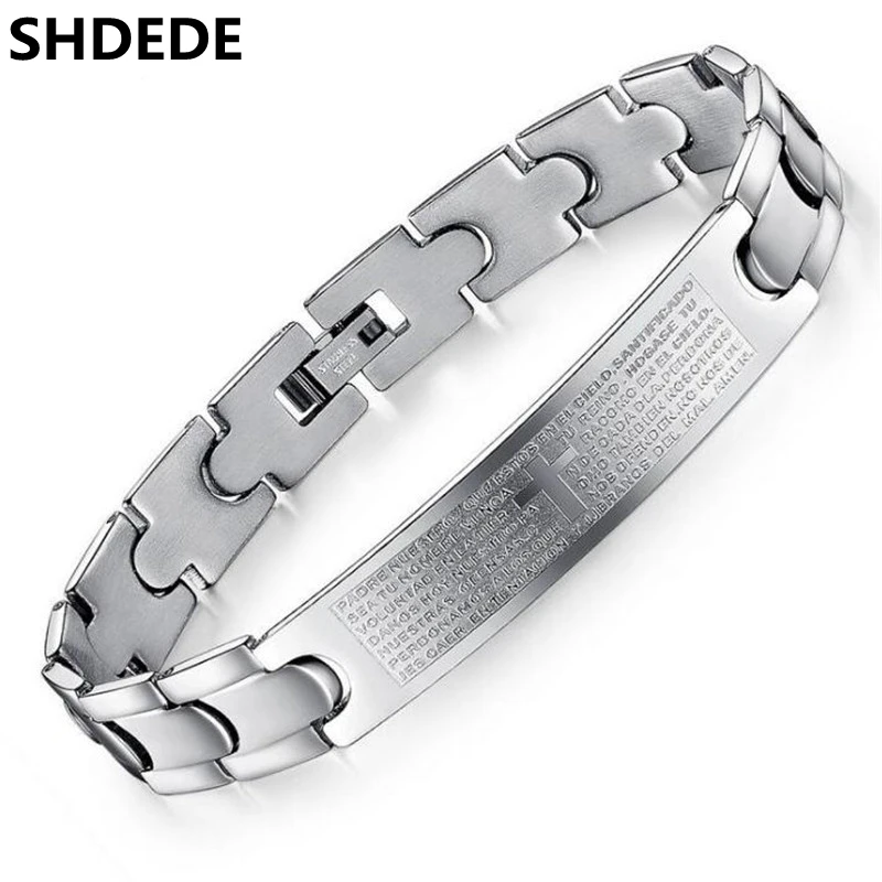 SHDEDE Cross Spanish Bible Charm Bracelets For Men Fashion Jewelry 316l Stainless Steel High Quality Accessories .OB761
SHDEDE Cross Spanish Bible Charm Bracelets For Men Fashion Jewelry 316l Stainless Steel High Quality Accessories .OB761
