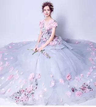 Blue Gray Wedding Luxury Sea of Peony Flower Petal Princess Trailing Dress Evening Party Dress Ball Gown For Women Plus Size 5XL
Blue Gray Wedding Luxury Sea of Peony Flower Petal Princess Trailing Dress Evening Party Dress Ball Gown For Women Plus Size 5XL