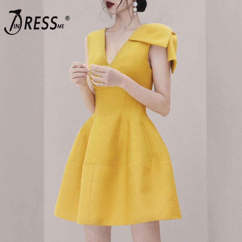 INDRESSME Elegant Summer Women Dress Short Bow Sleeve V Neck Mini Length Ball Grown Solid Party Club Dress Sexy Dress 2019
INDRESSME Elegant Summer Women Dress Short Bow Sleeve V Neck Mini Length Ball Grown Solid Party Club Dress Sexy Dress 2019
