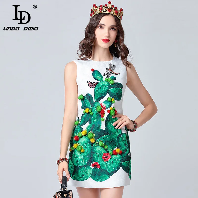 LD LINDA DELLA 2019 Runway Summer Dress Women's Sleeveless Tank Crystal Dragonfly Plant Print Casual Dresses vestido Short Dress
LD LINDA DELLA 2019 Runway Summer Dress Women's Sleeveless Tank Crystal Dragonfly Plant Print Casual Dresses vestido Short Dress
