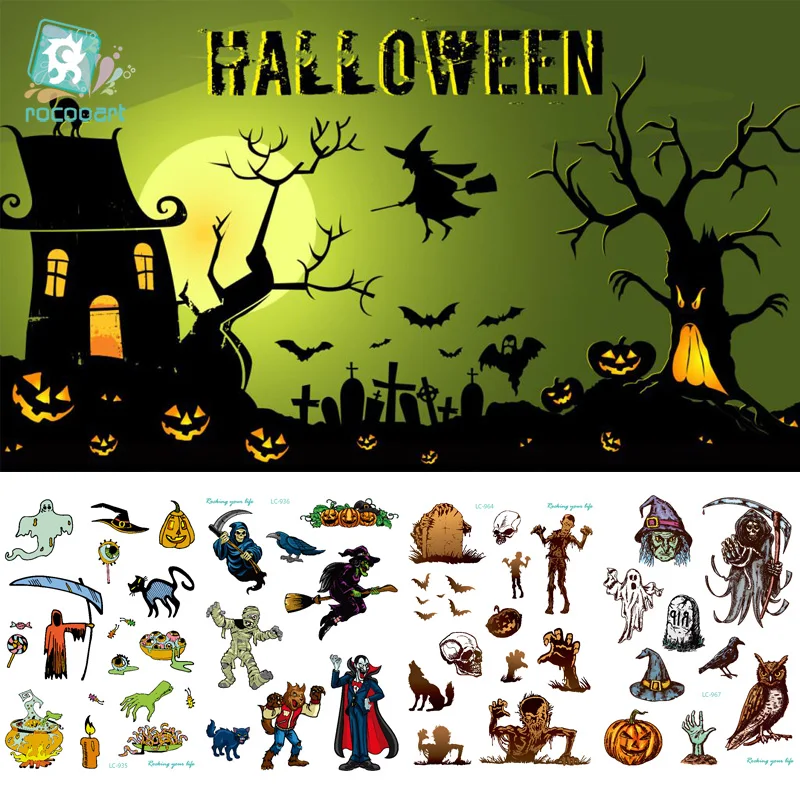 LC935-972 Body Art Halloween Carnival Night Big Tattoo Sticker Women Man Witch Ghost Temporary Tattoo Skeleton Tatoo Stickers
LC935-972 Body Art Halloween Carnival Night Big Tattoo Sticker Women Man Witch Ghost Temporary Tattoo Skeleton Tatoo Stickers