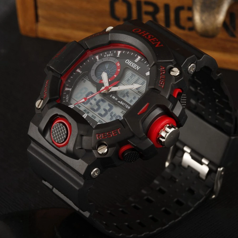 Hot Sale OHSEN Digital Quartz Sports Watch Men Red Dial Fashion 50m Waterproof LCD Man Hombre Wristwatch Montre Homme Clock Gift
Hot Sale OHSEN Digital Quartz Sports Watch Men Red Dial Fashion 50m Waterproof LCD Man Hombre Wristwatch Montre Homme Clock Gift