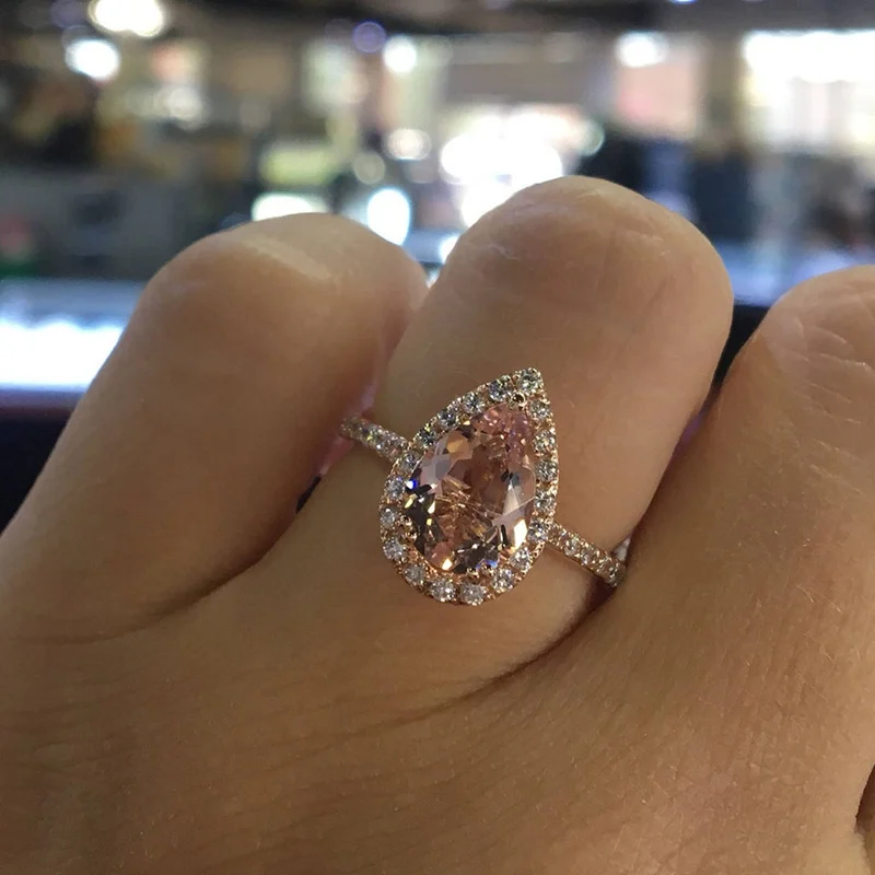 Pink Cubic Zirconia Ring Pear Shape Art Deco Engagement Wedding Rings Birthstone Ring Promise Rings For Women
Pink Cubic Zirconia Ring Pear Shape Art Deco Engagement Wedding Rings Birthstone Ring Promise Rings For Women
