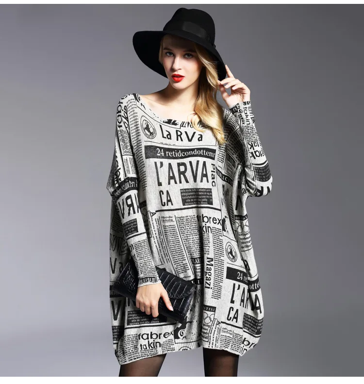 HCYO New Computer Knitted Spring Sweater Women Oversized Loose Sweater Woman Fashion Print Women Sweaters Slash Neck Pullovers (6)