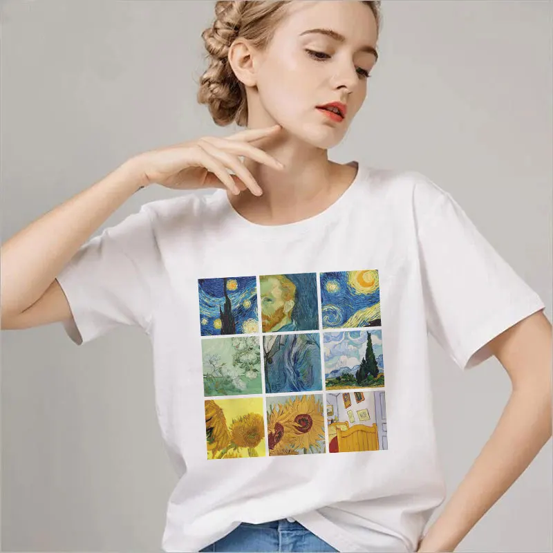2019 Summer Short Sleeve Harajuku Tee Shirt Femme Van Gogh Aesthetic Vintage Oil Print Tshirt Casual Funny Women T-shirt Tee
2019 Summer Short Sleeve Harajuku Tee Shirt Femme Van Gogh Aesthetic Vintage Oil Print Tshirt Casual Funny Women T-shirt Tee