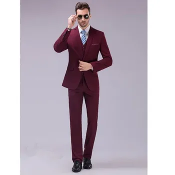 High-quality classic men's suit red lapel single-breasted groom wedding dress and men prom dress (coat + pants + vest) custom
High-quality classic men's suit red lapel single-breasted groom wedding dress and men prom dress (coat + pants + vest) custom