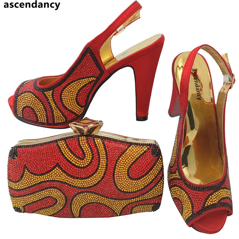 Red Color Rhinestone Wedding Shoes Italian Shoes and Bags Set Party Shoes and Bag Set Crystal Stone Nigerian Shoes Matching Bag
Red Color Rhinestone Wedding Shoes Italian Shoes and Bags Set Party Shoes and Bag Set Crystal Stone Nigerian Shoes Matching Bag
