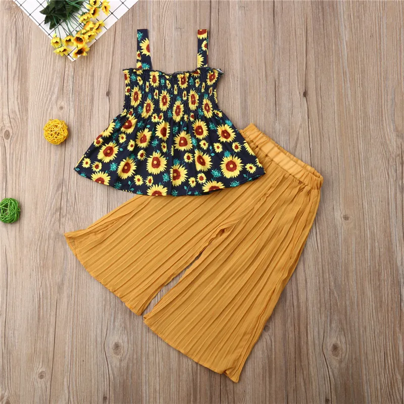 canis 2pcs Toddler Kids Baby Girls Sunflower printed casual Sling Tops and trousers loose floral Long Pants cotton Outfits Sets
canis 2pcs Toddler Kids Baby Girls Sunflower printed casual Sling Tops and trousers loose floral Long Pants cotton Outfits Sets