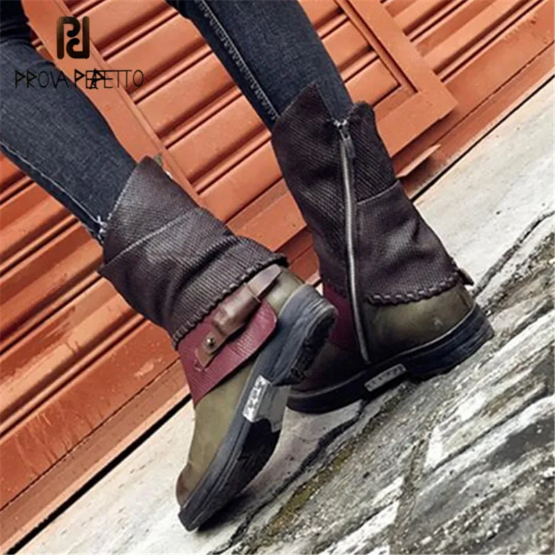 Prova Perfetto Patchwork Women Autumn High Boots Genuine Leather Flat Rubber Boots Female Platform Shoes Woman Riding Boot
Prova Perfetto Patchwork Women Autumn High Boots Genuine Leather Flat Rubber Boots Female Platform Shoes Woman Riding Boot