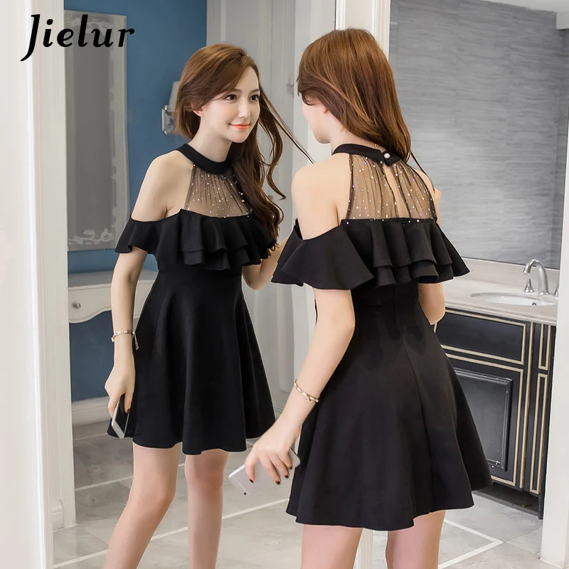korean black and white dress