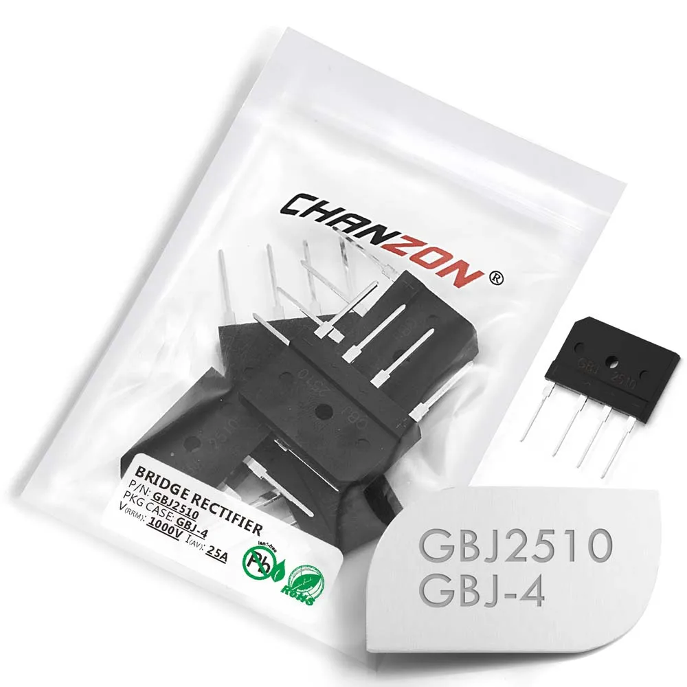 (5 Pcs) GBJ2510 Bridge Rectifier Diode 25A 1000V GBJ-4 (SIP-4) GBJ 2510 Single Phase Full Wave 25 Amp 1000 Volt 2510 Silicon
(5 Pcs) GBJ2510 Bridge Rectifier Diode 25A 1000V GBJ-4 (SIP-4) GBJ 2510 Single Phase Full Wave 25 Amp 1000 Volt 2510 Silicon
