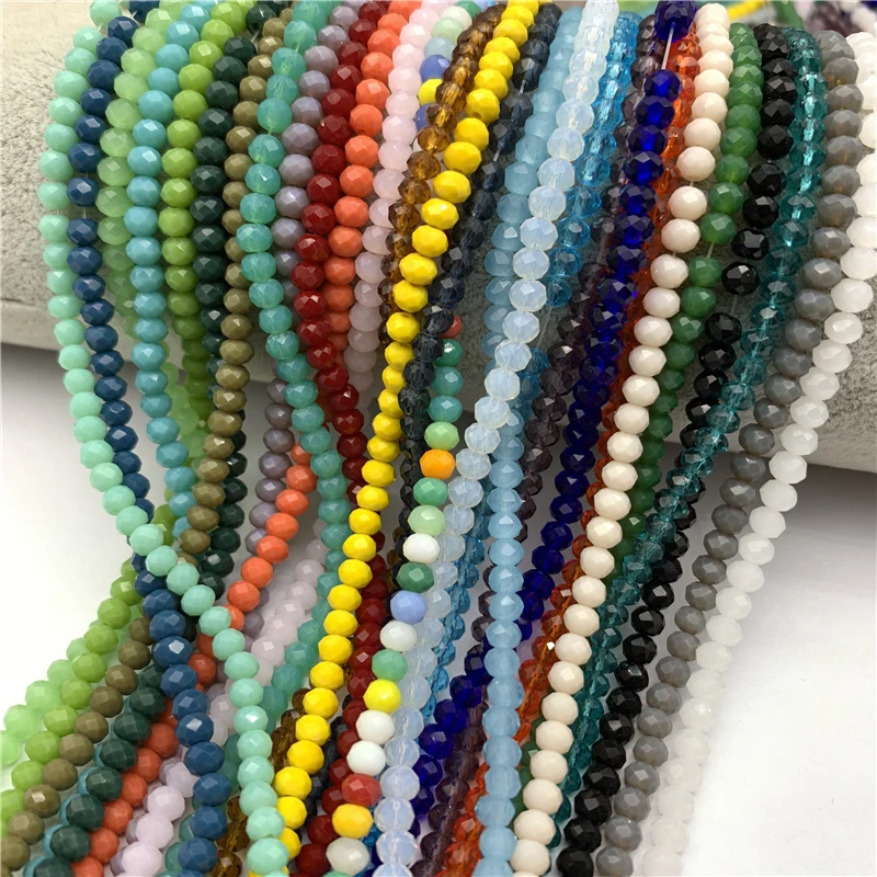 

10 Strands/bulk Wholesale lot Loose Beads 2mm&4mm Crystal Faceted Rondelle Crystal Beads Glass Beads for Making Jewelry diy