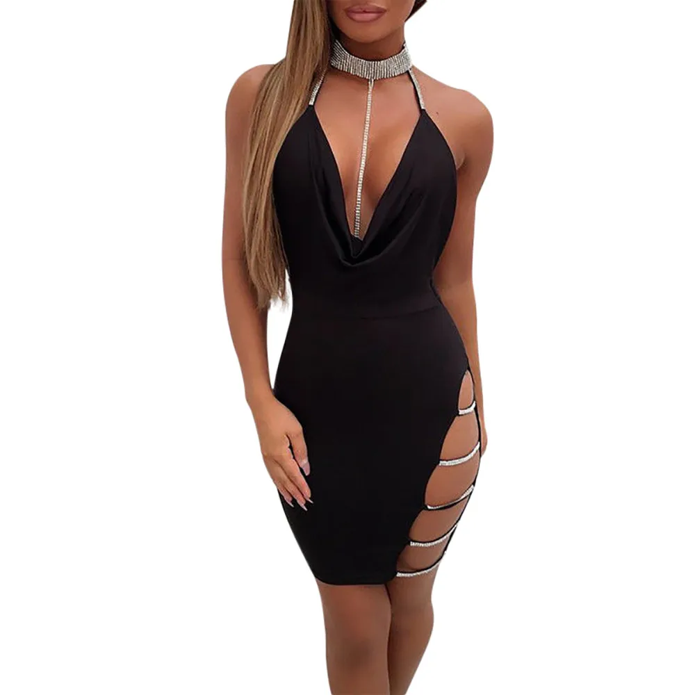 Womens Sexy Deep V Neck Halter Backless Choker Slit Sequin Bodycon Mini Dress Vestidos Verano 2019 Beach Sundress Women Summer
Womens Sexy Deep V Neck Halter Backless Choker Slit Sequin Bodycon Mini Dress Vestidos Verano 2019 Beach Sundress Women Summer