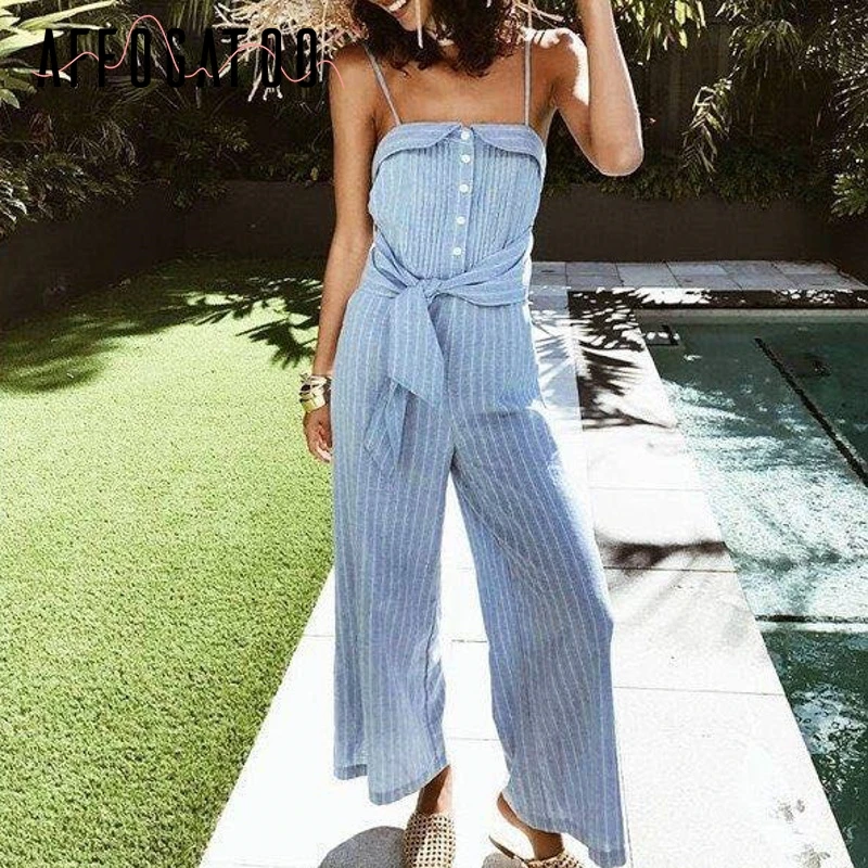 Affogatoo Casual strap linen summer jumpsuit women Elegant stripped button holiday jumpsuit romper Wide leg sash ladies overalls
Affogatoo Casual strap linen summer jumpsuit women Elegant stripped button holiday jumpsuit romper Wide leg sash ladies overalls