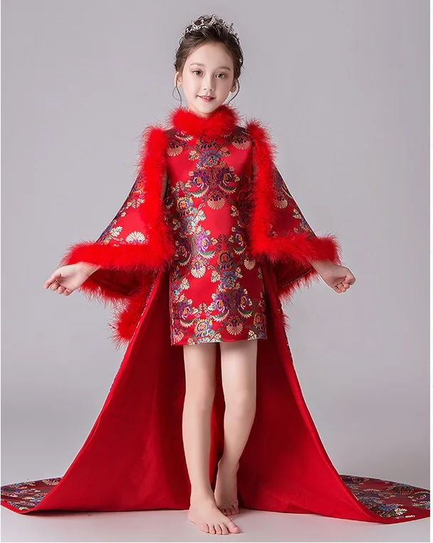 Платье принцессы cheongsam для девочек платье в китайском стиле детский костюм Тан