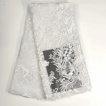 African French Beaded Lace Fabric 2019 High Quality Lace White Lace Fabric Nigerian Tulle Mesh Lace Fabrics for Wedding dress
African French Beaded Lace Fabric 2019 High Quality Lace White Lace Fabric Nigerian Tulle Mesh Lace Fabrics for Wedding dress