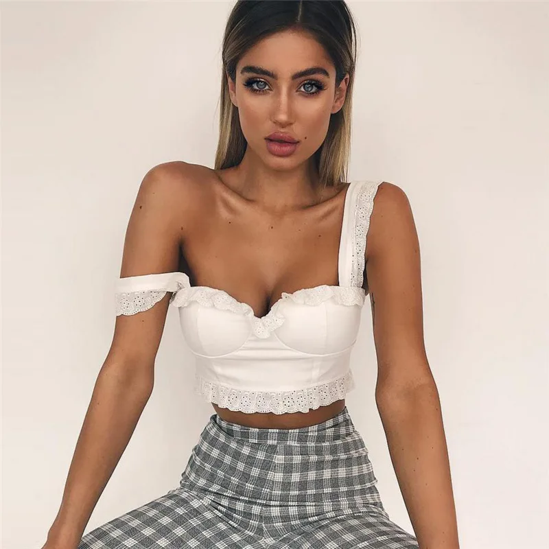 Sexy Lace Slim Crop Top Women Ruffles Cropped feminino Rushed 2018 Summer Top Women Casual Party Beach Tank Top
Sexy Lace Slim Crop Top Women Ruffles Cropped feminino Rushed 2018 Summer Top Women Casual Party Beach Tank Top