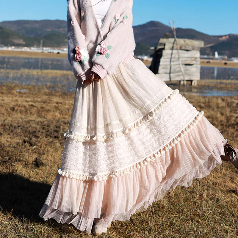 Free Shipping 2019 New Spring and Summer Fashion Long Maxi Skirts Women Tulle Chiffon Lace Mesh Tassels Beige Pleated Skirt
Free Shipping 2019 New Spring and Summer Fashion Long Maxi Skirts Women Tulle Chiffon Lace Mesh Tassels Beige Pleated Skirt