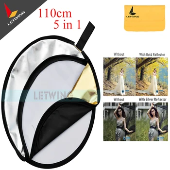 

110cm 43" 5in1 Collapsible Portable Light Diffuser Round Reflector DISC Multi Color Studio Photography Reflector