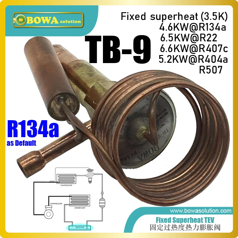 TB-9 compact size and fixed orifice thermostatic expansion valve with fixed orifice has wide evaporating temperature range
TB-9 compact size and fixed orifice thermostatic expansion valve with fixed orifice has wide evaporating temperature range