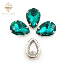 10X14/13X18mm זכוכית קריסטל מלכיט ירוק DR נחושת טפרי חלול עבה תחתון באיכות גבוהה לתפור על rhinestones DIY אביזרים(China)