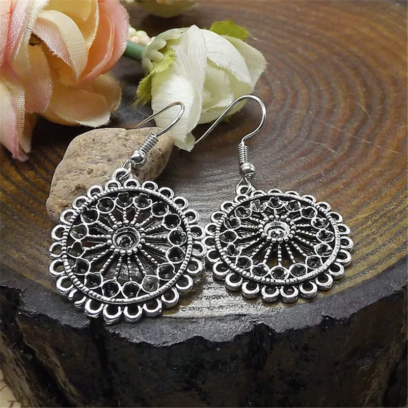 ChimJewelry-Boucles d'oreilles en argent tibétain vintage, nouveau design, simple, en métal, géométrique, maxi, bijoux, breloque goutte, 2018 4