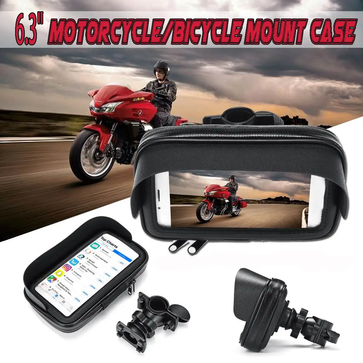 6.3 inch Waterproof Bike Bicycle Mobile Phone Holder Stand Motorcycle Handlebar Mount Bag Case Cover For iphone X for Samsung 6.3 inch Waterproof Bike Bicycle Mobile Phone Holder Stand Motorcycle Handlebar Mount Bag Case Cover For iphone X for Samsung