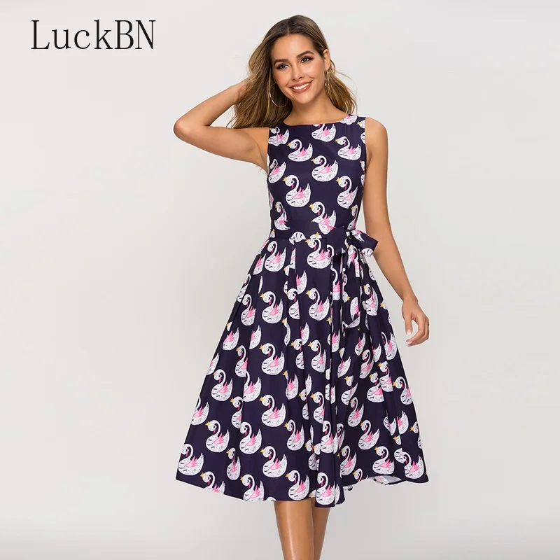 Classic Retro Women's Clothing A-line Dress Cute Swan Printed Sleeveless Party Vestidos 2019 Fashion Chic Summer Dresses Female
Classic Retro Women's Clothing A-line Dress Cute Swan Printed Sleeveless Party Vestidos 2019 Fashion Chic Summer Dresses Female