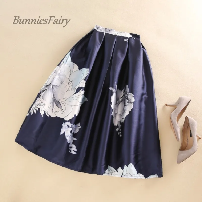 BunniesFairy 2019 Spring Summer New Vintage Flower Print Pleated Skater Skirts Tutu Midi Skirt Elegant Navy Blue Saia Faldas
BunniesFairy 2019 Spring Summer New Vintage Flower Print Pleated Skater Skirts Tutu Midi Skirt Elegant Navy Blue Saia Faldas