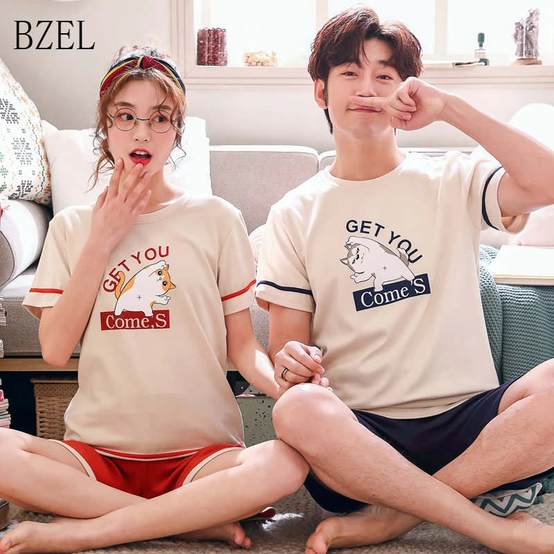 BZEL Lovers Clothes Girl's Boy's Casual O-neck Short Sleeve T-shirts Couples Cartoon Pajamas Two Piece Set Nightwear Home Cloth
BZEL Lovers Clothes Girl's Boy's Casual O-neck Short Sleeve T-shirts Couples Cartoon Pajamas Two Piece Set Nightwear Home Cloth