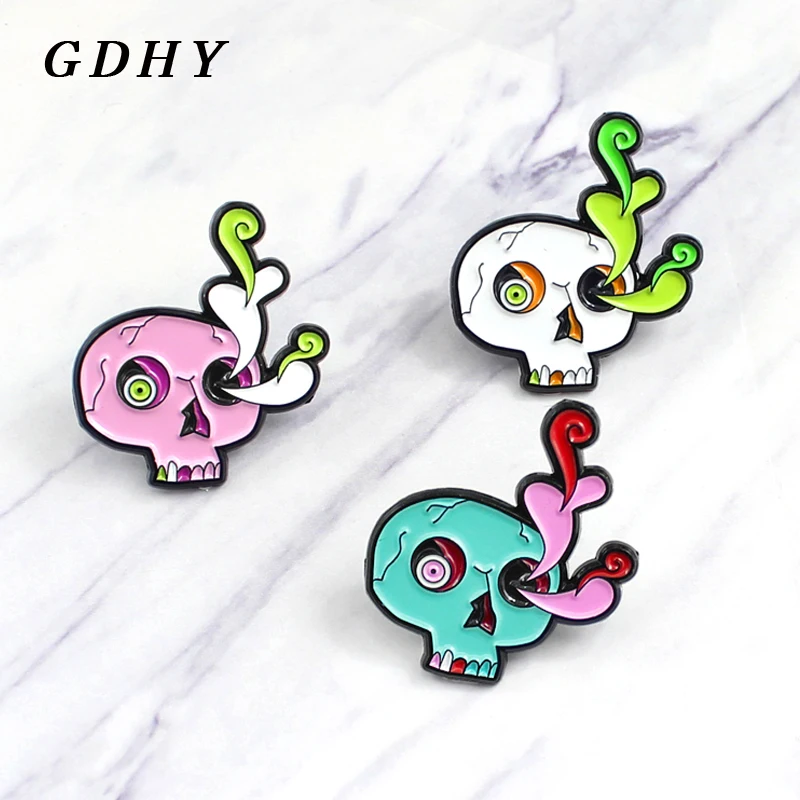 GDHY Colourful Skulls Enamel Pin Human Skeleton Burst Brain Eyeballs Brooch Lapel shirt Hat And Leather Badge Halloween Gifts
GDHY Colourful Skulls Enamel Pin Human Skeleton Burst Brain Eyeballs Brooch Lapel shirt Hat And Leather Badge Halloween Gifts