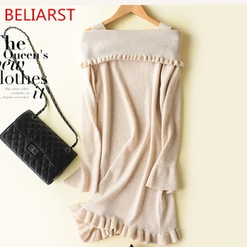 BELIARST 2019 Spring and Autumn New Women's Collar Pure Cashmere Sweater Long Knit Dress Solid Color Sweater Pullover
BELIARST 2019 Spring and Autumn New Women's Collar Pure Cashmere Sweater Long Knit Dress Solid Color Sweater Pullover