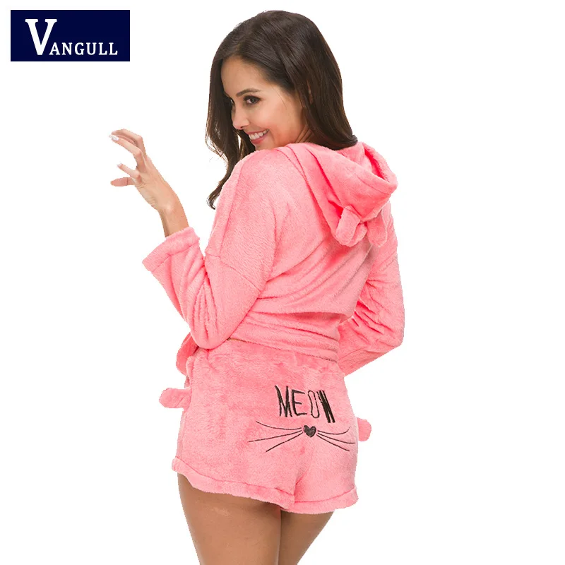 VANGULL Women Cute Cat Meow Pajamas Female Coral Velvet Suit Two Piece Soft Warm Sleepwear 2018 New Winter Hoodies Shorts Sets
VANGULL Women Cute Cat Meow Pajamas Female Coral Velvet Suit Two Piece Soft Warm Sleepwear 2018 New Winter Hoodies Shorts Sets